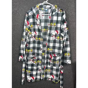 Peanuts Snoopy Robe SantaHat Hooded Woodstock Fleece Buffalo Adult S/M Christmas